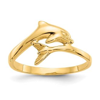 Diamond2Deal 14k Yellow Gold Dolphin Ring