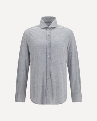 Brunello Cucinelli Silk and cotton jersey Shirt with spread collar Male XL