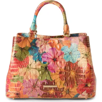Brahmin Small Denise Embossed Leather Satchel in Florita at Nordstrom