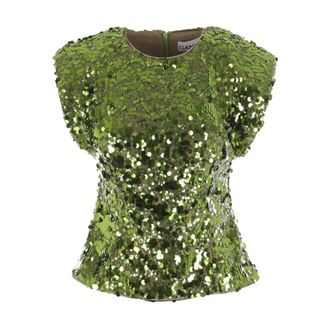 Ganni Dames, Blouses & Shirts, Groen, Maat: S Velours