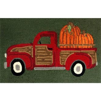 R16 Home Vintage Holiday Harvest Truck Indoor/Outdoor Doormat in Dark Green Mult at Nordstrom Rack, Size 24X36 Ft