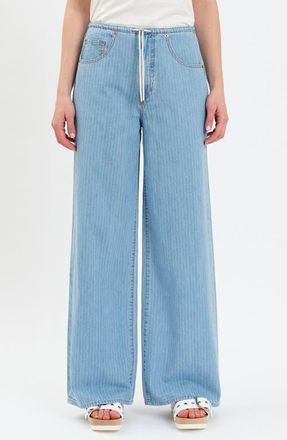 Daze Madison Stripe Drawstring Wide Leg Jeans in Whimsy at Nordstrom, Size 26