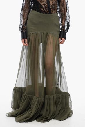 Saint Laurent Chiffon Maxi Skirt with High Waist Saint Laurent