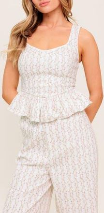 Flying Tomato Floral Peplum Top in Ivory at Nordstrom Rack, Size Medium