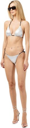 HUGO BOSS Dames-bikinitop met driehoekige vorm van puur materiaal (Zilver)