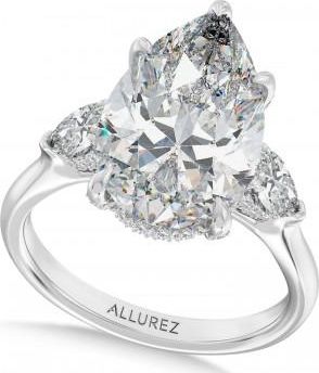 Allurez Pear Lab Diamond Engagement Ring Platinum (8.00ct)