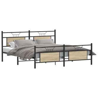 Berkfield Home Metal Bed Frame without Mattress Sonoma Oak 160x200 cm in Brown