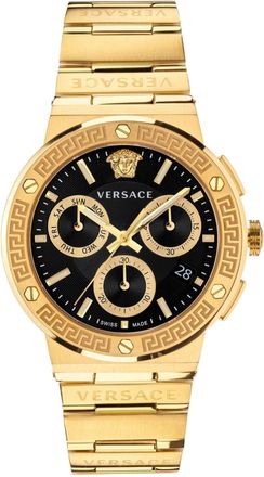 Versace Greca Logo Chronograph Quartz Black Dial Mens Watch VEZ900421