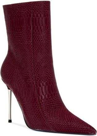 Azalea Wang Calean Snakeskin Embossed Bootie in Burgundy at Nordstrom, Size 6.5