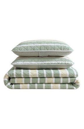 Nautica Varadero Stripe Reversible Cotton Quilt & Sham Set in Green Multi at Nordstrom Rack, Size Twin
