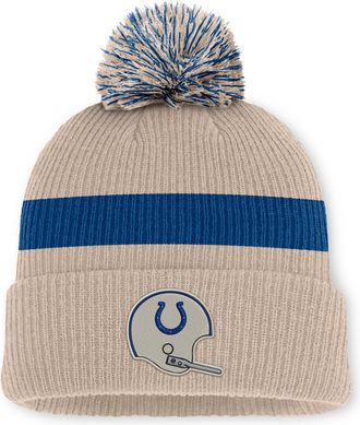 Nike Indianapolis Colts Rewind Peak Nike Mens NFL Cuffed Pom Beanie in Brown | NF160J2X89V-M17