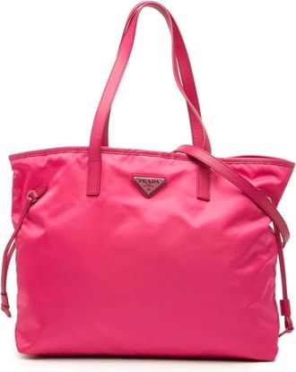Prada Pre-owned Tote Bags, female, Pink, Size: ONE SIZE Pre-owned Nylon Tote Bag