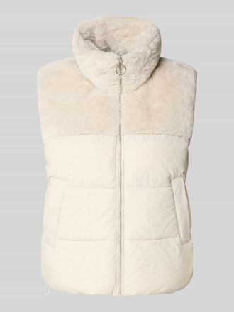 Only Regular Fit Steppweste mit Webpelzbesatz Modell WANJA in Ecru, Größe M