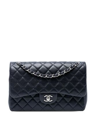 Chanel 2013-2014 Jumbo Classic Caviar Double Flap shoulder bag - women - Caviar Leather - One Size - Blue