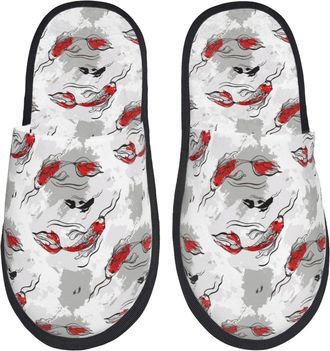 Generic Mens Slipper Koi Fish Print Cosy Womens Slippers Comfortable Plush Home Slippers Indoor Guest M