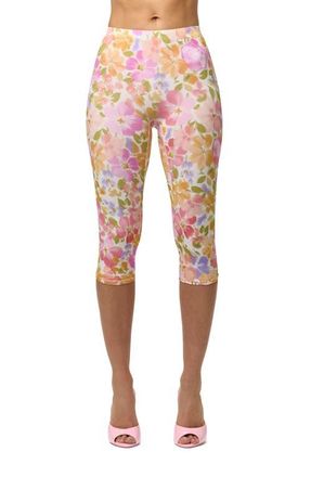 Naked Wardrobe Capri Leggings in Blush Bloom at Nordstrom, Size X-Large