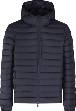 Save The Duck Quilted Blue Padded Jacket With Hood And Zip Pockets