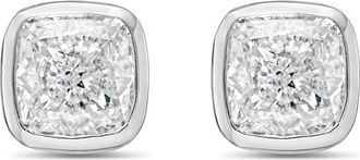 Diana M. Jewels 14KT WHITE GOLD LAB GROWN CUSHION CUT STUDS IN A BEZEL SETTING WEIGHING 1.00 CTS TW