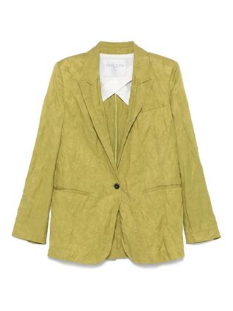 Forte_Forte crinkled blazer - women - Viscose/Metallised Fibres/Cotton/Cupro/Cotton - I - Green