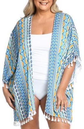 La Blanca Scarf City Tassel Trim Cover-Up in Ice Blue at Nordstrom Rack