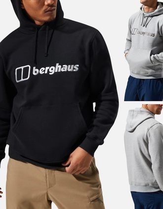 Berghaus Mens Berghaus Mens Hoodie Pullover Overhead Regular Fit Sportswear Fleece Logo Hoody - Black - Size: 44