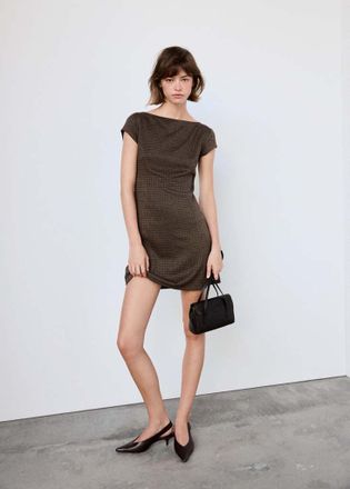 Mango Vestito checky marrone - Donna - XXS - MANGO