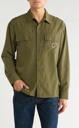 Brixton Journey Water Resistant Performance Button-Up Shirt in Dark Olive at Nordstrom, Size Xx-Large
