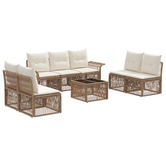 vidaXL Conjunto De Sof&aacute;s De Jard&iacute;n 8 Pcs Beige Rat&aacute;n Sint&eacute;tico Vidaxl
