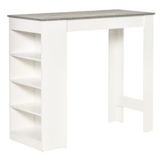OEM Mesa De Bar Mesa Alta Tipo Bistr&oacute; De Cocina Con Estanter&iacute;a De 4 Niveles Estilo Moderno 115x50x102,7 Cm Blanco Y Gris