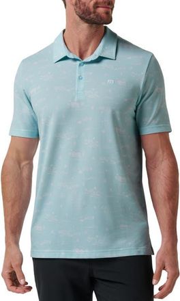 Travis Mathew Featherweight City Tropical Print Polo in Cory Blue at Nordstrom, Size Xx-Large