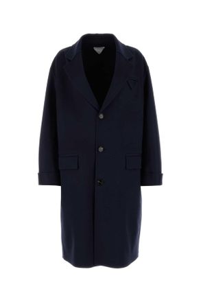 Bottega Veneta Navy Blue Wool Blend Coat