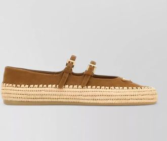 Prada suede ballerinas espadrille sole round toe