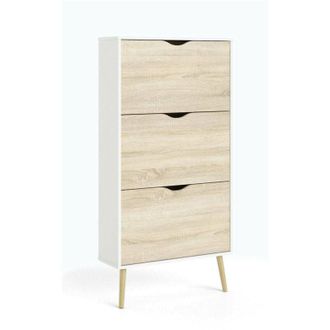 Dmora Zapatero Arnoldo, Mueble Para 18 Pares De Zapatos, 23.9x70.2x138.8h Cm Blanco