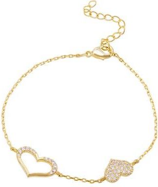 Savvy Cie Jewels Cubic Zirconia Heart Charm Bracelet in Yellow Gold at Nordstrom Rack