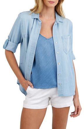 Bella Dahl Split Back Denim Shirt in Light Sun Spray at Nordstrom, Size X-Small