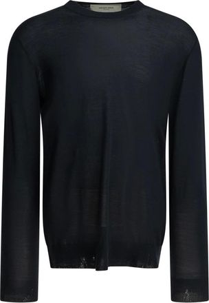Golden Goose Fijngebreide trui met ronde hals - Heren - Truien - Blauw - Maat: XL Wol
