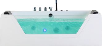 Beliani Beliani - Ba&ntilde;era De Hidromasaje Blanco Plata Con Led De Acr&iacute;lico Sanitario Y Vidrio Individual 150 X 71 Cm Samana