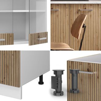 Vicco Cocina Vers&aacute;til R-line, Roble Artesanal/blanco, 140 Cm Sin Encimera