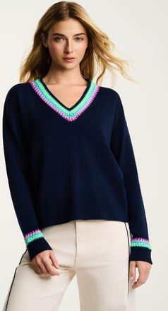 Lisa Todd In The Mix Cotton Sweater in Navy at Nordstrom, Size X-Small