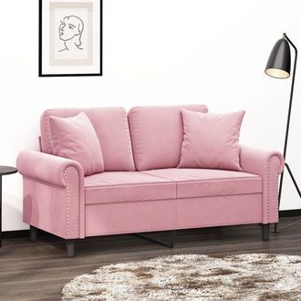 vidaXL Sof&aacute; De 2 Plazas Con Cojines Terciopelo Rosa 120 Cm Vidaxl