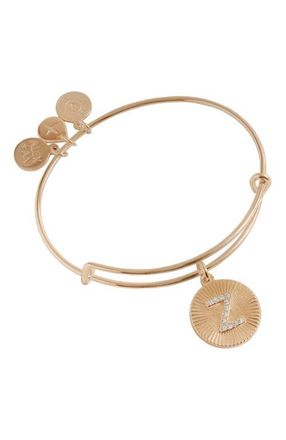 Alex and Ani Pave Starburst Texture Initial Bangle Bracelet in Gold - Z at Nordstrom