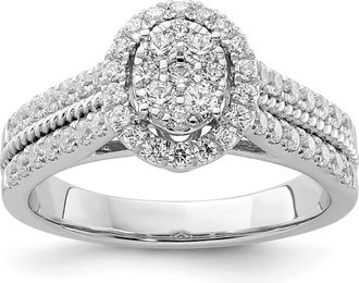 Diamond2Deal 14k White Gold Lab Grown Diamond Wedding Band Ring 3/4Ct Clarity- VS Color- G-H