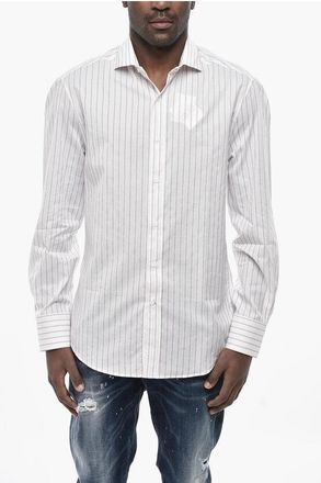 Brunello Cucinelli Camicia in Cotone Hairline con Collo Francese taglia 3xl