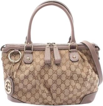 Gucci Pre-owned Sukey GG Canvas Handbag - Dames - Vintage Handtas - Beige - ONE Size - Leer - Vintage