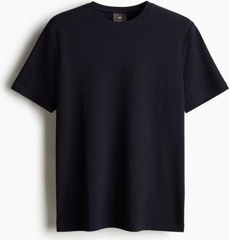 H&M T-Shirt mit Struktur in Regular Fit - Blue