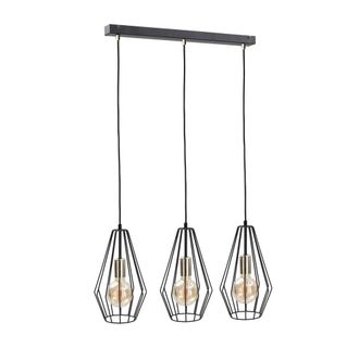 Netlighting Lex Bar Pendant Ceiling Light Gold 60cm 3x E27 in Black