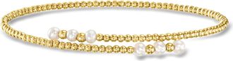 RS Pure by Ross-Simons 3-3.5mm Cultured Pearl Beaded Bypass Cuff Bracelet in 14kt Yellow Gold