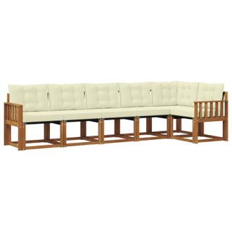 vidaXL Conjunto De Sof&aacute;s De Exterior Con Coj&iacute;n 6 Pcs Natural Y Crema Vidaxl