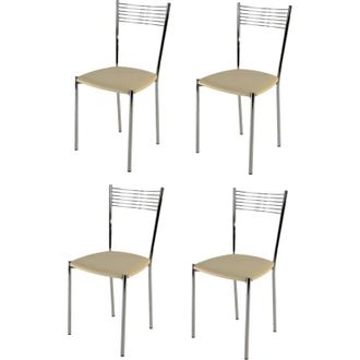 Tommychairs Tommychairs - Sedia Berlin Per Cucina E Sala Da Pranzo, Scocca In Multistrato Imbottita E Rivestita In Pelle Artificiale Grigio Scuro E Basamento A Sl