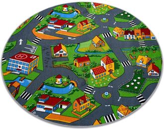 RugsX Rugsx - Alfombra Little Village Carreteras C&iacute;rculo Multicolour Circulo 200 Cm